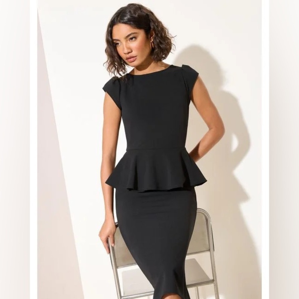 Karen Kane Black Peplum Midi Dress